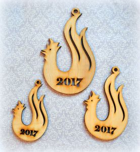 Елочная игрушка 068, Огненный петух 2017, 12 см, фан. 4мм ― Творча майстерня ДекоПарк