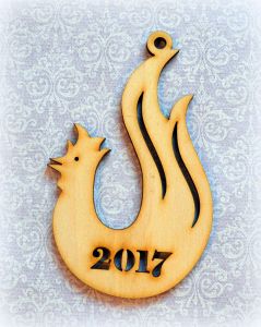 Елочная игрушка 068, Огненный петух 2017, 15 см, фан. 4мм ― Творча майстерня ДекоПарк