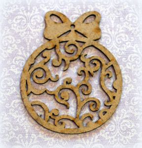Елочная игрушка 027, Шар ажурный с бантом, 7х9 см, мдф 3 мм ― Творча майстерня ДекоПарк