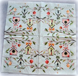 Салфетка 042, Новогодние кормушки", 33*33 см, 18,5 г/м2,  Abiente ― Творча майстерня ДекоПарк