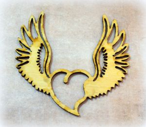 Сердце 37, с крыльями, фан. 4мм, 10х10 см ― Творча майстерня ДекоПарк
