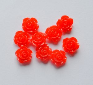 Розочка 002, красная, 9 мм, модель. пластик, 1шт ― Творча майстерня ДекоПарк