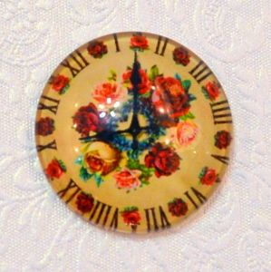 Кабошон 028, ЧАСЫ №4, стекло, диаметр 25 мм ― Творча майстерня ДекоПарк