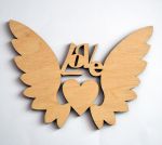 Сердце 18, с крыльями Love, 15 см, фанера