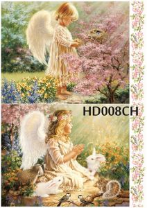 Декупажная карта А4 Hobby-decor, 55 г/м, HD008CH, Ангелы в саду ― Творча майстерня ДекоПарк