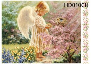 Декупажная карта А4 Hobby-decor, 55 г/м, HD010CH, Ангел девочка с птицами в саду ― Творча майстерня ДекоПарк