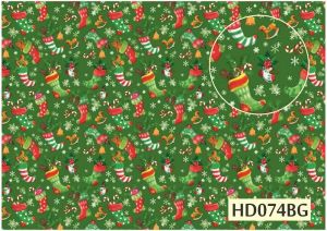 Декупажная карта А4 Hobby-decor, 55 г/м, hd074bg, фоновая "Рождественские носочки на зеленом фоне" ― Творча майстерня ДекоПарк