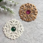  Рамка ажурная круглая 7,5 см, внутр. диам. 2 см, белый мод. пл. / пд252