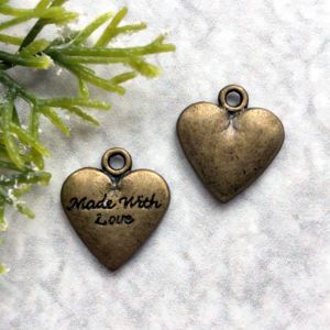 Подвеска  Сердце 3D  Made with love 1,9х1,7 см, цв. бронза / scb053 ― Творча майстерня ДекоПарк