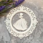 Рамочка гибкая, ажурная круглая с дамой 10 см /гд510
