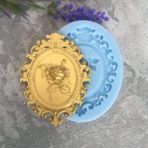 Молд ДП018 «Овальна Рамка з Трояндою» 5,8х4,6 см ― Творча майстерня ДекоПарк