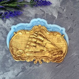 Молд ДП008 «Старовинний Корабель і Карта» 10х6,6 см ― Творча майстерня ДекоПарк
