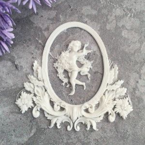 Овальная рамка ажурная с ангелочком, гибкая, 6х5,8 см/гд016 ― Творча майстерня ДекоПарк