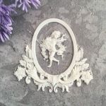 Овальная рамка ажурная с ангелочком, гибкая, 6х5,8 см/гд016