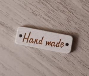 Бирка дерев. Hand made, белая,  овал 35х10 мм ― Творча майстерня ДекоПарк