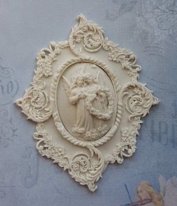 Рамочка + Камея с ангелами, 8,3х7 см, гибкий полимер / гд073 ― Творча майстерня ДекоПарк