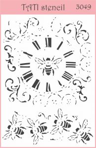 Трафарет "Tati stencil" 3049, часы, циферблат ― Творча майстерня ДекоПарк